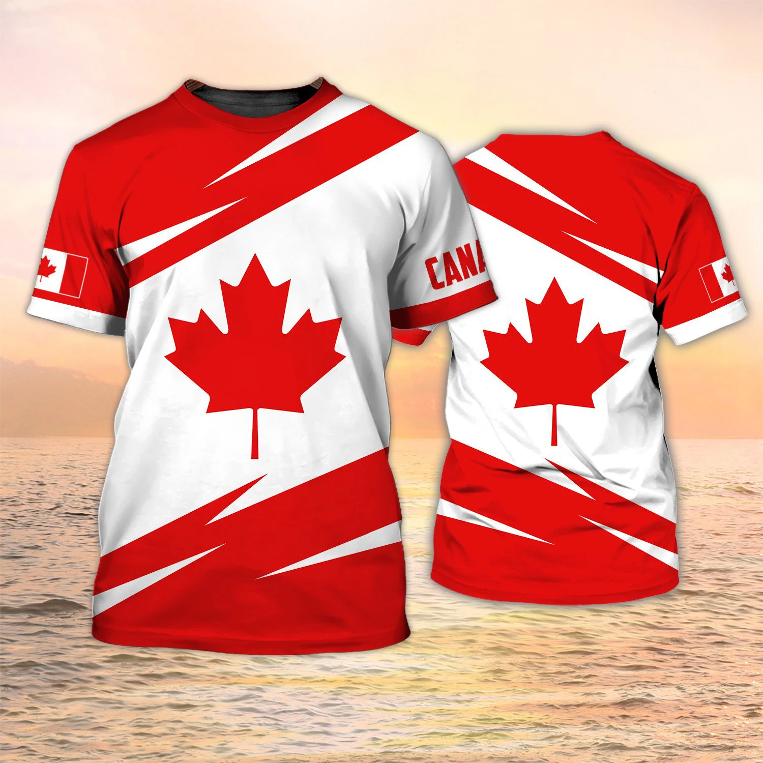Canada Flag 3D Print T-Shirts  - Summer Clothing Women Canada ulasan dan harga
