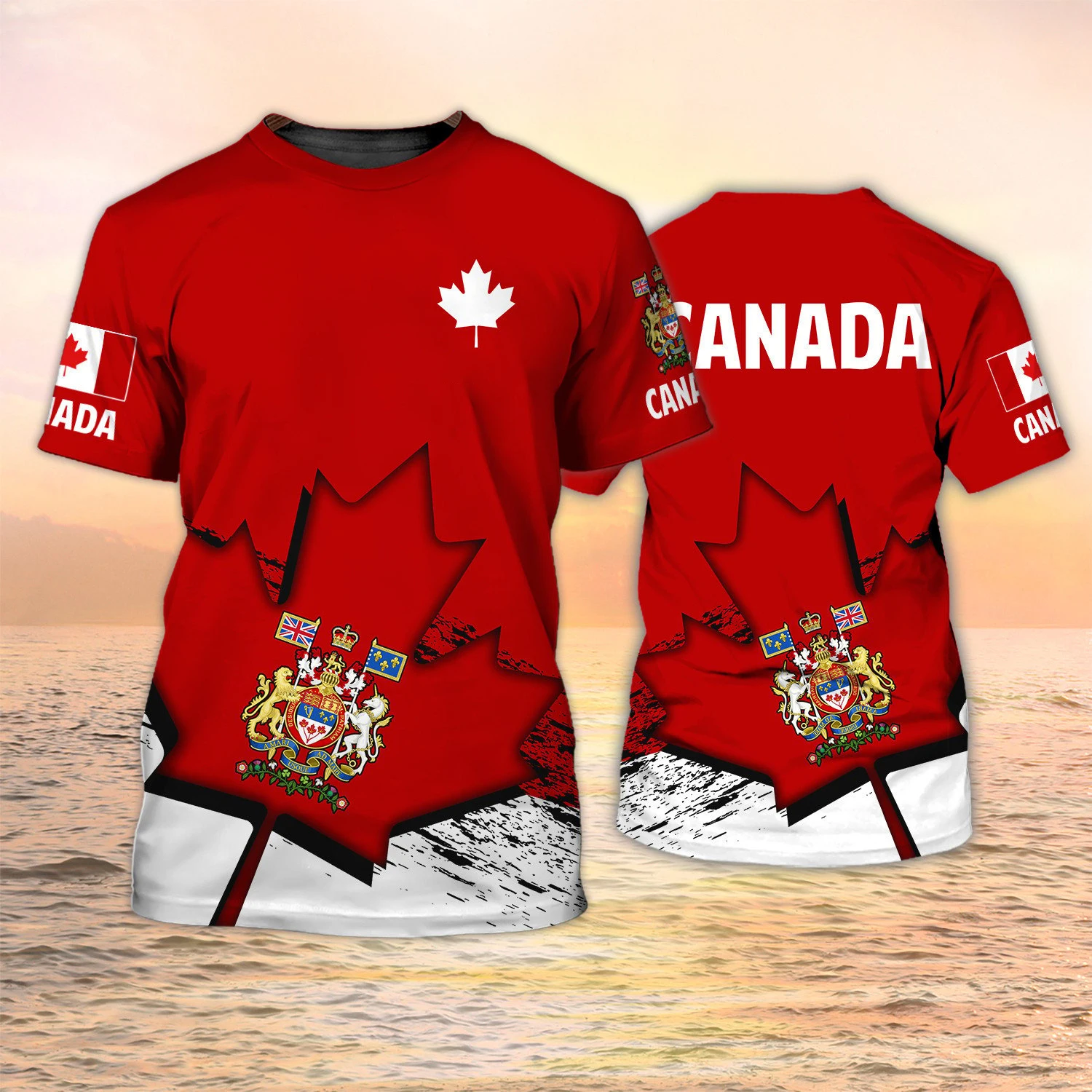Canada Flag 3D Print T-Shirts  - Summer Clothing Women Canada ulasan dan harga