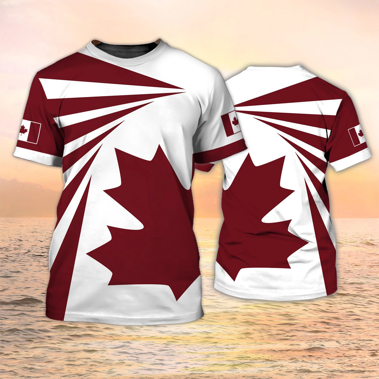 Canada Flag 3D Print T-Shirts  - Summer Clothing Women Canada ulasan dan harga
